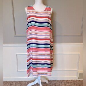 Roz & Ali dress 16 striped sleeveless bright coastal sleeveless a line trapeze
